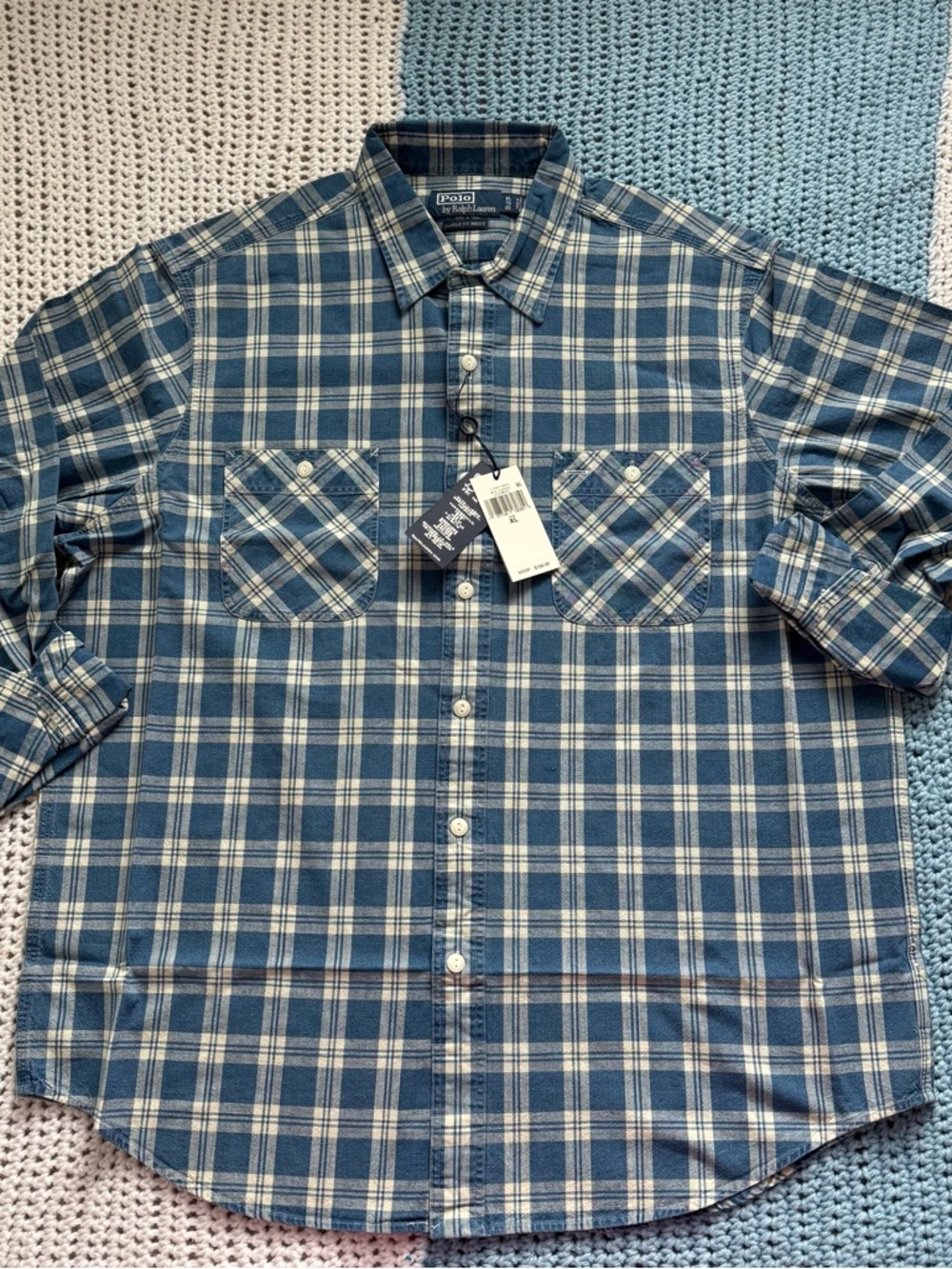Polo by Ralph Lauren Navy and White Plaid Button-Down Shirt